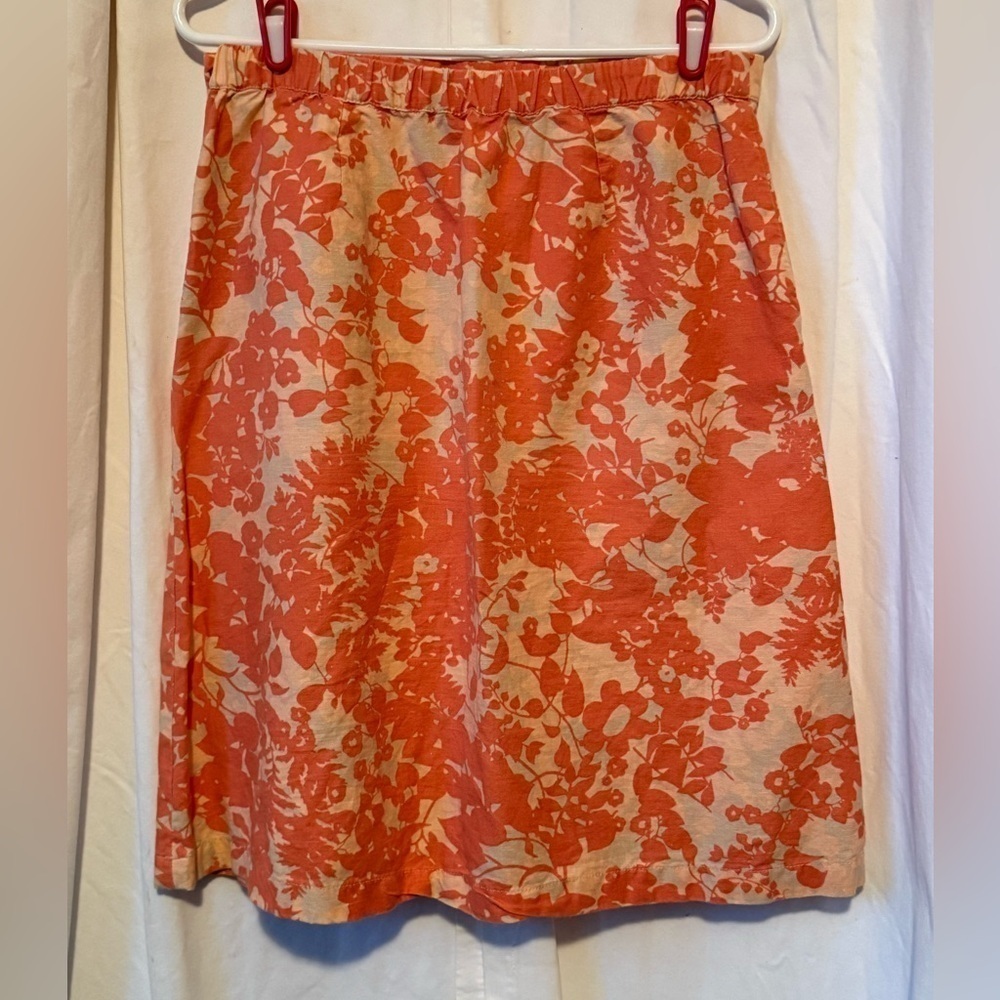 L.L. Bean Classic Fit Linen/Cotton Blend Knit Mini Skirt Womens Sz S Orange/Wht - Picture 3 of 6